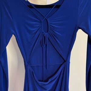 Elegant Blue Long Sleeve Dress